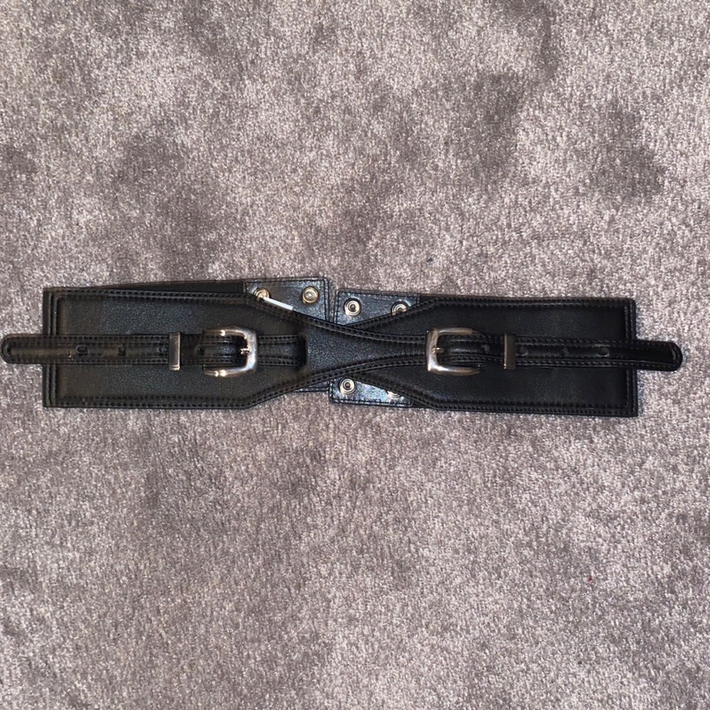 Black Express Double Buckle Waist Belt